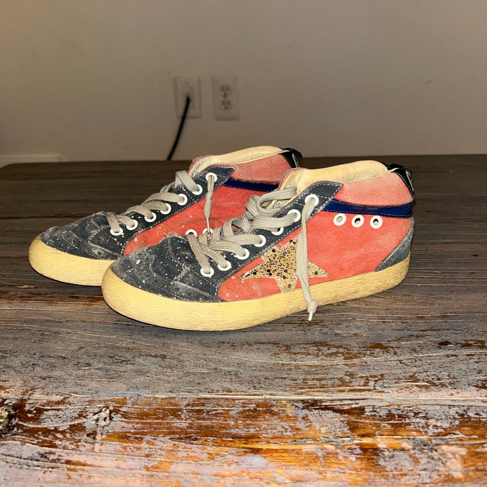 Golden Goose Red and Black Sneakers